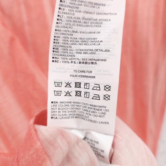 ICEBREAKER Woman 100% Merino 150 Short Sleeve Tee Coral Striped Size SMALL - Picture 5 of 6